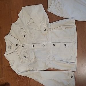 2 pc winter white set - corduroy pants and jacket St. John's Bay Petite 8P